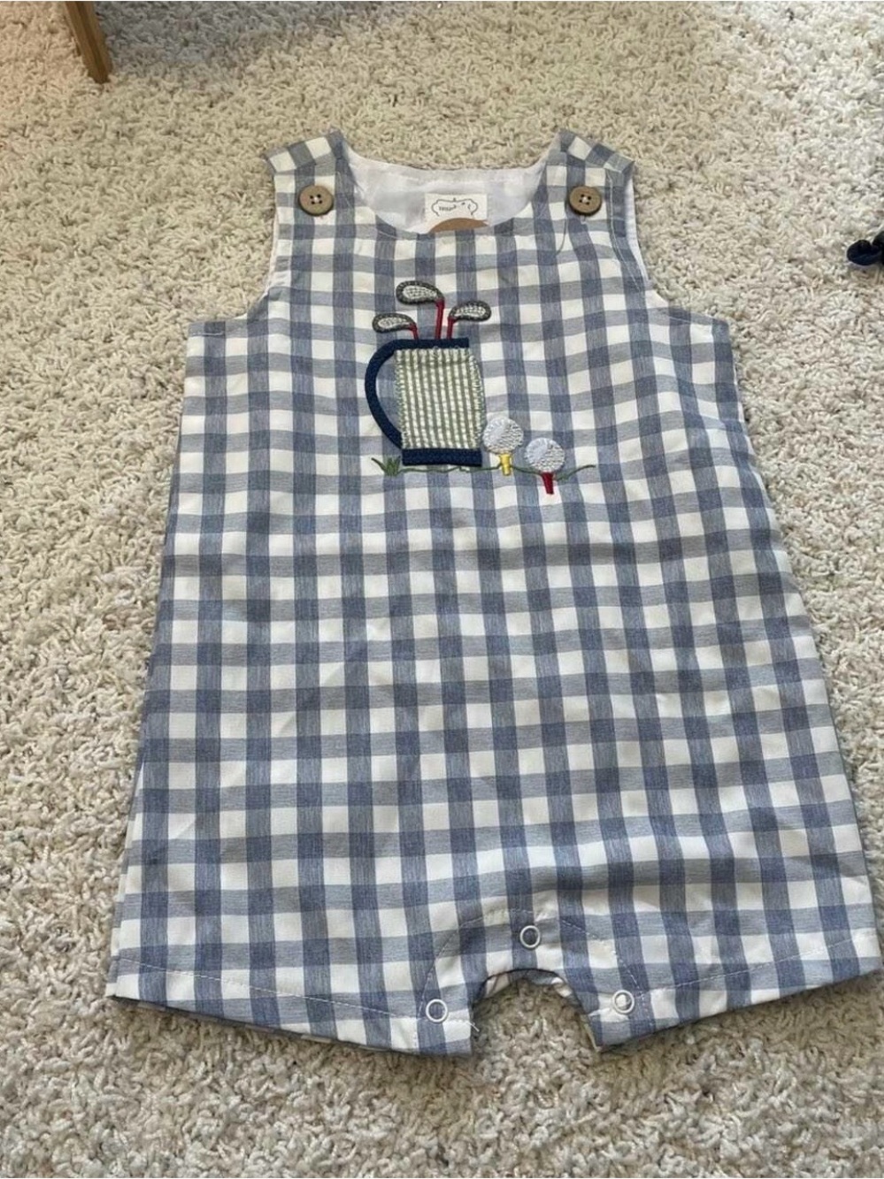 NWT mudpie Blue & White Checkerboard Printed Romper 12-18 Months